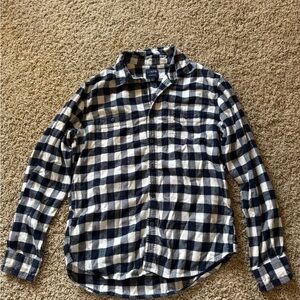 J. Crew Navy and White Plaid Casual Shirt